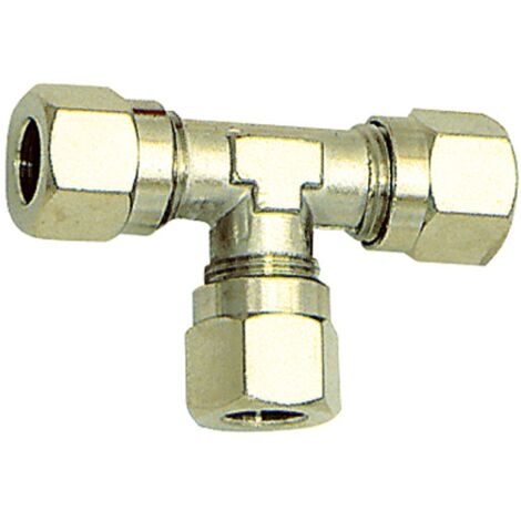 Riegler T-Verschraubung, Rohr-Außen-Ø 4 mm, SW 9, SW1 10, Messing vern.