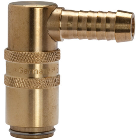 Riegler Temperierkupplung DN 6, Zapfen 9 mm, Absperrventil, Tülle 90°