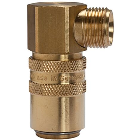 Riegler Temperierkupplung DN 9 mit AG, mit Absperrventil, G 3/8 90°