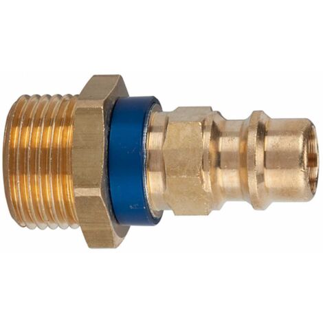 Riegler Unverwechselbarer Nippel NW 7,8, Messing blank, G 1/4 AG, blau