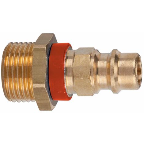 Riegler Unverwechselbarer Nippel NW 7,8, Messing blank, G 1/4 AG, rot