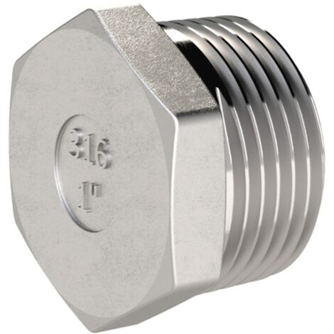 Riegler Verschlussstopfen, Sechskant, R 1, AG, SW 34, ES 1.4408