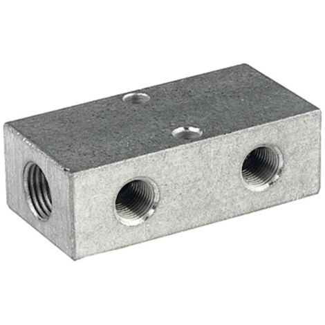 Riegler Verteilerleiste, Abgänge beidseitig, 2 x 1/2, 3 + 3 x 1/4, Alu