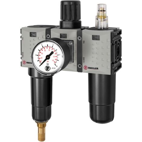 Riegler Wartungseinheit 3-tlg. »FUTURA-mini«, Metallbe., Stand.mano., G 1/4, 0,1-4, VA