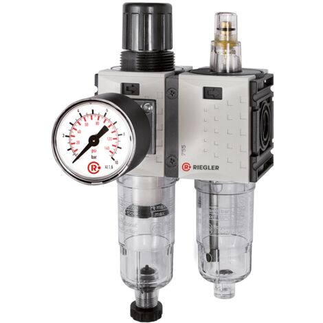 Riegler WE 2-tlg. »FUTURA-mini«, PC-Beh., Standardmano, G 1/4, 0,5-8, HA