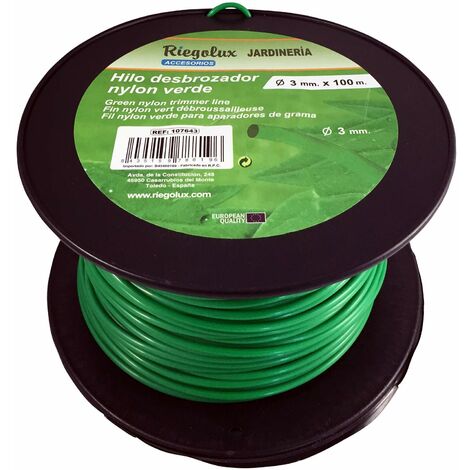 Riegolux 107643 Filo decespugliatore in nylon, rotondo, verde, 3 mm x 100 m