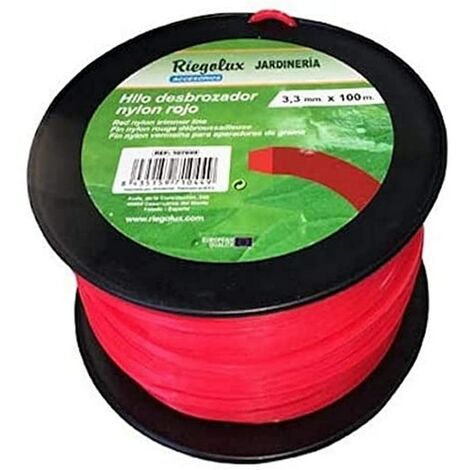 Riegolux 107667 - Filettatura Quadrata in Nylon, 3 mm x 100 m, Colore: Rosso