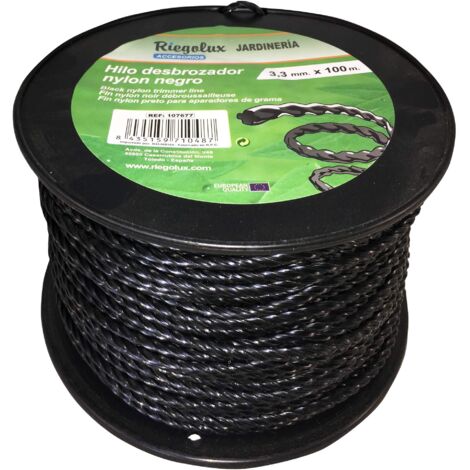 Riegolux 107677 Filo decespugliatore Nylon elicoidale, Nero, 3,3 mm x 100 m