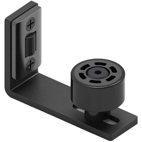 Riel ajustable para puerta corredera tipo granero - Montaje en pared - Doble riel inferior con rodillos negros - Acero resistente con ruedas de nailon - Para puertas de 23 a 50 mm de grosor - 93 x 30 
