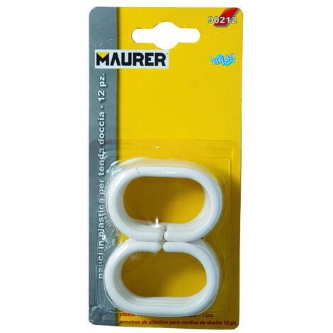 RIEL CHYC juego ganchos plastico cortina baño (blister 12 piezas)