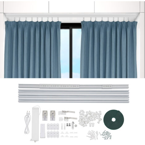 Riel de cortina motorizado con mando a distancia, aluminio aleación de aluminio, riel de cortina eléctrico, para rieles de cortina, riel de cortina en U, 2,16 – 4,2 m
