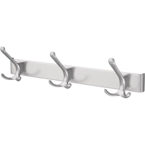 Riel de gancho para sombrero 0822-0823 3 ganchos A.96mm LM plateado.anod.H.102mm HERMETA