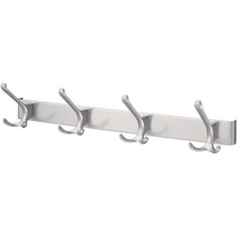 Riel de gancho para sombrero 0822-0824 4 ganchos A.96mm aluminio anodizado plateado H.102mm HERMETA
