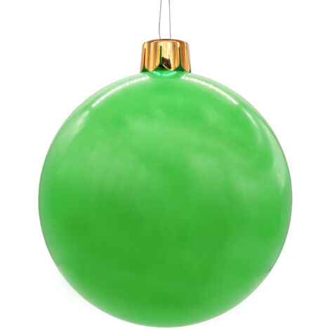 Riesen Weihnachtskugel aufblasbar 45 cm mit Erdspieß - grün - XXL Christbaumkugel Garten Dekoration mit Saugnapf - Aufblasbarer Outdoor Weihnachtsball Baumschmuck extra groß