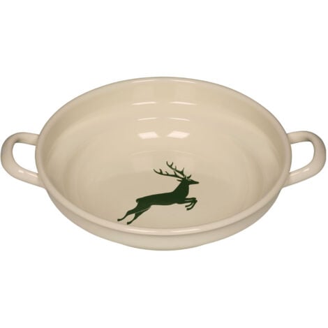 Riess Bauernschüssel flach Ø24cm Emaille Country Hirsch grün