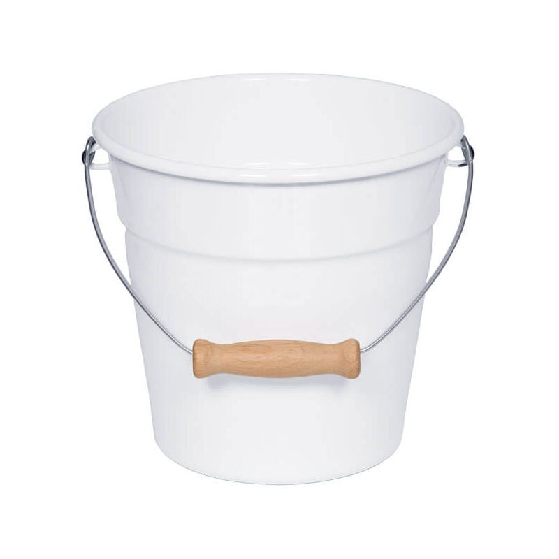 Riess-kelomat - Riess Classic Blanc Mini seau avec poignée en bois Ø16cm émail