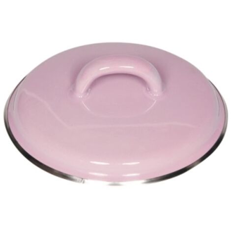 Riess Deckel mit Chromrand Ø12cm Pastell Rosa Emaille