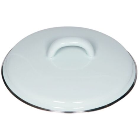 Riess Deckel mit Chromrand Ø14cm Pastell Türkis Emaille