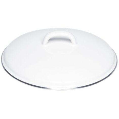 Riess Deckel mit Chromrand Ø14cm Weiss Emaille