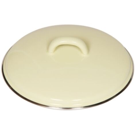 Riess Deckel mit Chromrand Ø16cm Pastell Gelb Emaille