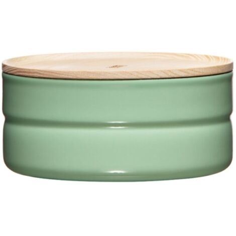 Riess Emaille Vorratsdose mit Eschenholzdeckel Ø13cm 0,5L Green Emaille