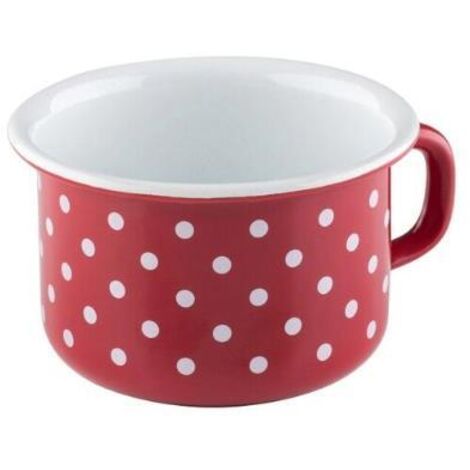 Riess Kaffeeschale Ø10cm 0,4 Liter Emaille Country Pünktchen rot