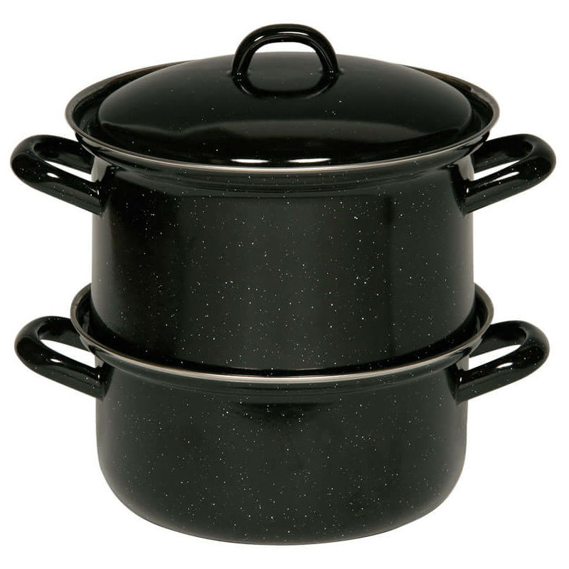 Riess-kelomat - Riess Kartoffelkocher Mit Deckel Ø18cm 2 Liter 3 Teilig Classic Schwarz Emaille