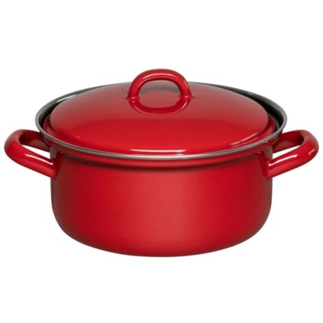 Riess Kasserolle mit Deckel Ø16cm 1,1L Color Rot Emaille