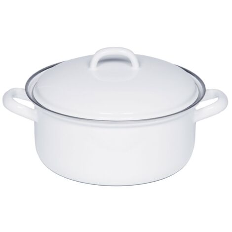 Riess Kasserolle mit Deckel Ø22cm 3L Weiss Emaille