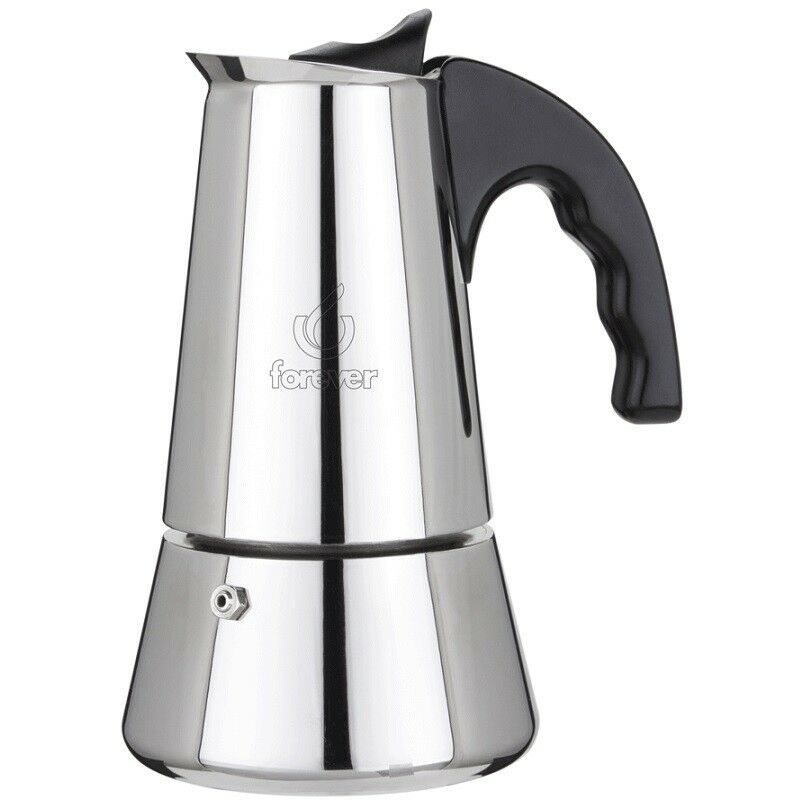 Forever Schwarz - Espressokocher Miss Conny 10 Tassen Edelstahl Induktion