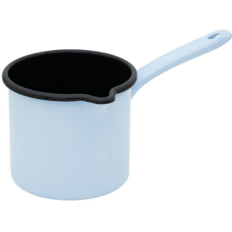 Riess Pot à bec avec manche 12cm,1Liter émail de cuisson bleu