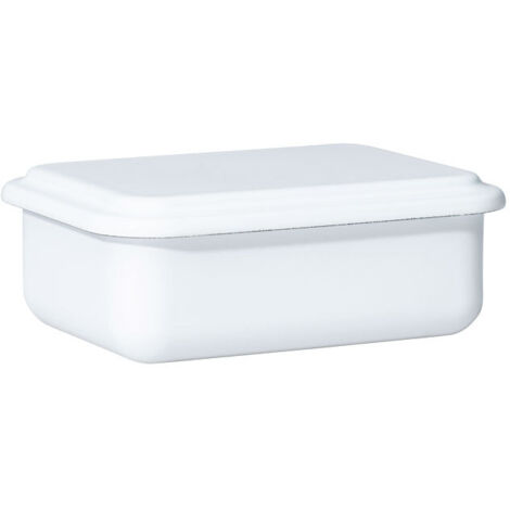 Riess recipiente esmaltado con tapa 15x11x5cm bajo blanco
