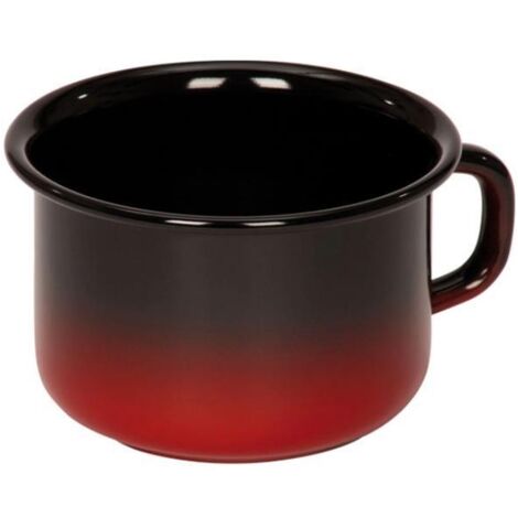 Riess Schale Kaffeeschale hoch Ø10cm 0,4 Liter Emaille rot/schwarz passend zu Lagerfeuerkessel