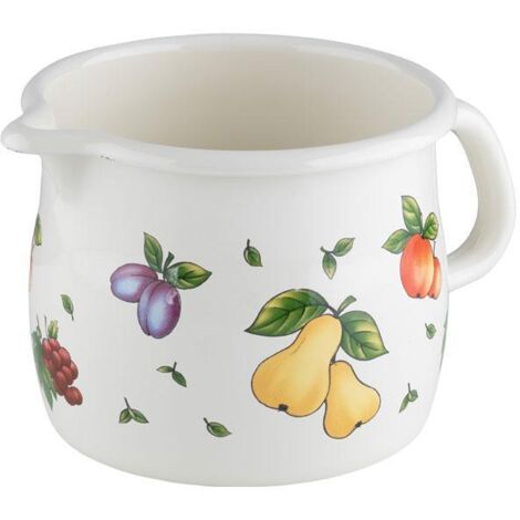Riess Schnabeltopf gebaucht Ø12cm 1 Liter Country Fruit Garden Emaille Induktion