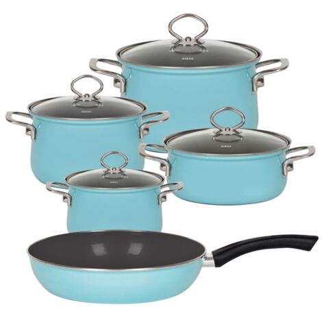 RIESS Topfset 5 teilig kristallblau Emaille