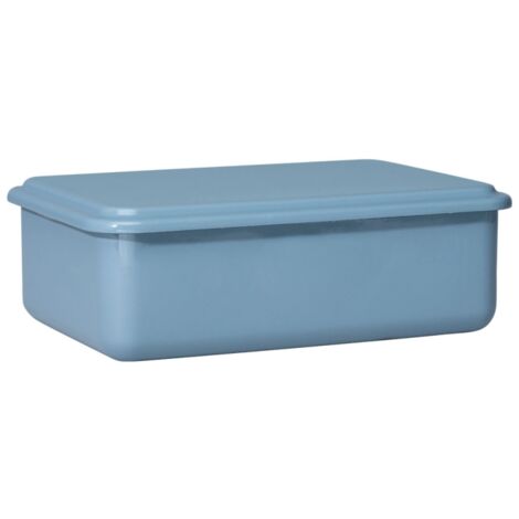 Riess vaso smaltato con coperchio 23x15x7 cm blu mirtillo