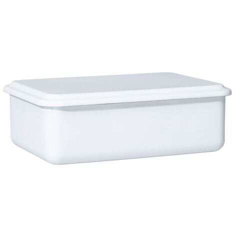 Riess Vorratsbehälter mit Deckel medium hoch 23x15x7cm Weiss Emaille