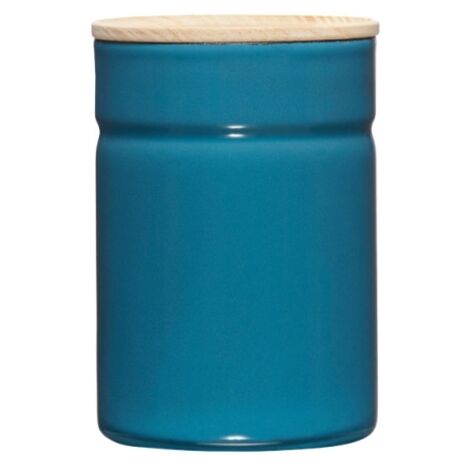 Riess Vorratsdose mit Eschenholzdeckel Ø8cm 0,49L Blue Emaille