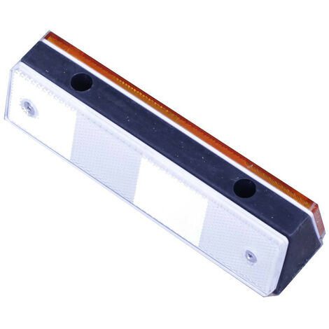 Riflettore Catarifrangente bianco/arancio da parete doppia in plastica nera - 180x50x40mm
