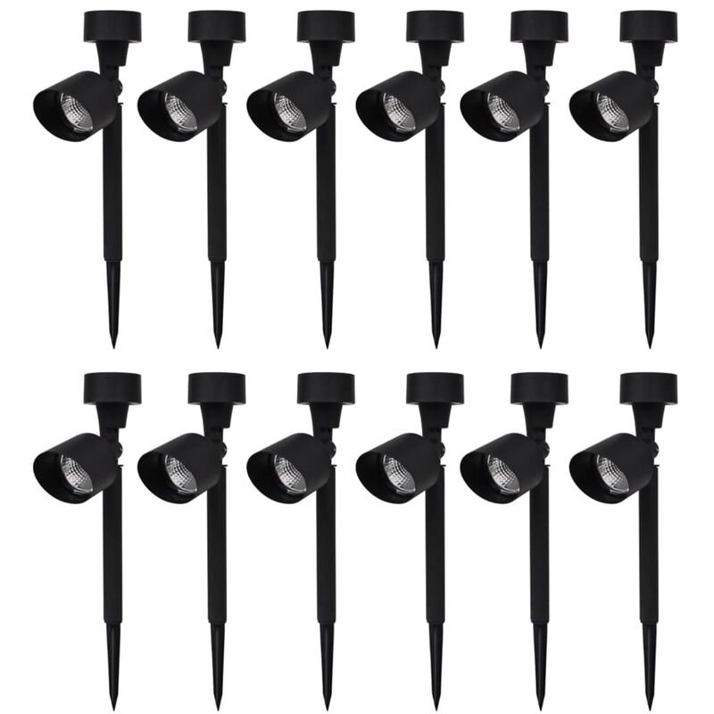 Outdoor Faretti Solari con led Nero 12 pz