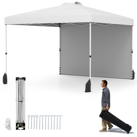 Rifugio da patio pieghevole per eventi commerciali, Tenda a cielo apribile 3 x 3 M con borsa con ruote Bianco
