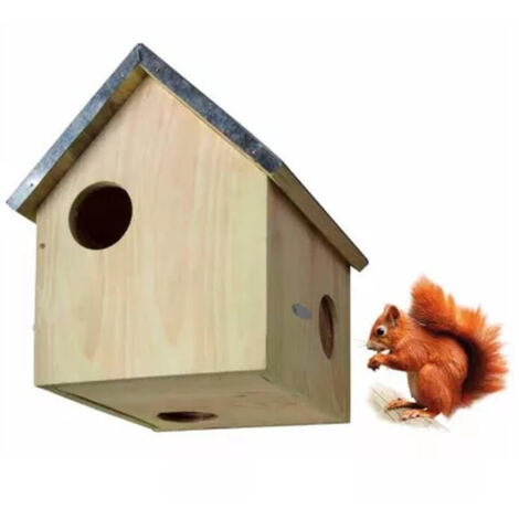 Casetta Mangime Per Scoiattoli In Legno - Grande, Per Giardino, Con Coperchio Incernierato - Foto 3