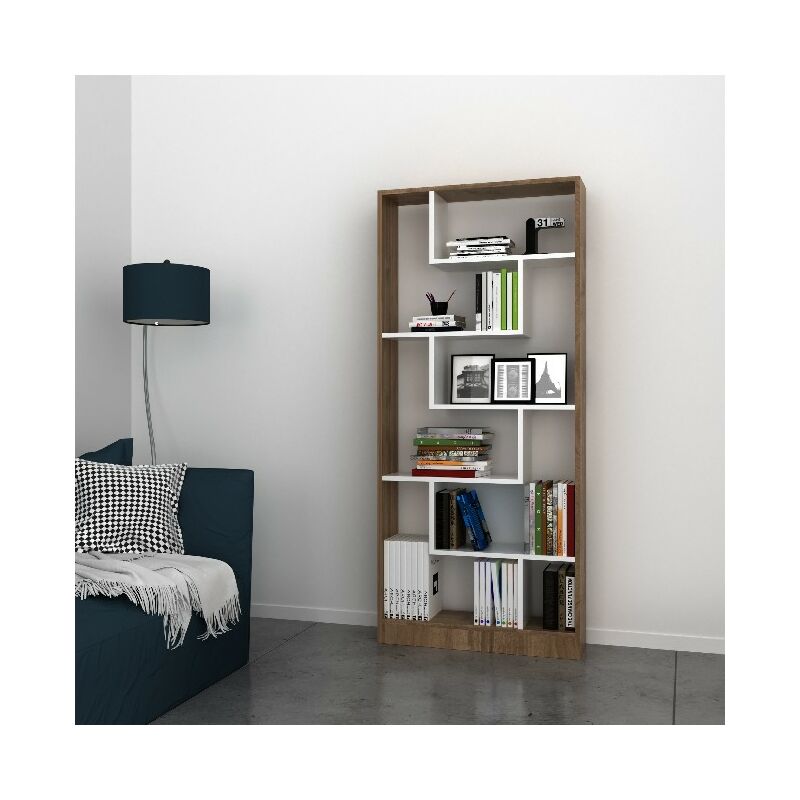 

Riga Bookcase - con Estantes - Pared, Oficina, Salon - Blanco, Madera de nogal, 80 x 22,2 x 180,8 cm