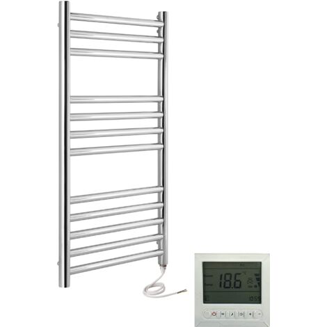 Riga Electric Stainless Steel Heated Towel Rail 400 x 800mm + 7 Day Timer/thermostat