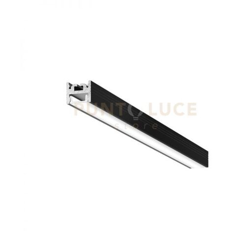 RIGA G  - PROFILO IN ALLUMINIO SEZIONABILE PER INSTALLAZIONE PARETE/SOFFITTO/SOSPENSIONE PIU STAFFE CON DIFFUOSRE MT2 COLORE NERO