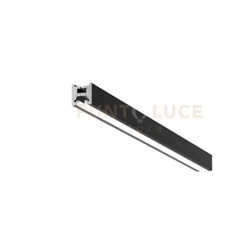 RIGA P - PROFILO IN ALLUMINIO SEZIONABILE PER INSTALLAZIONE PARETE/SOFFITTO/SOSPENSIONE PIU STAFFE CON DIFFUOSRE MT2 COLORE NERO