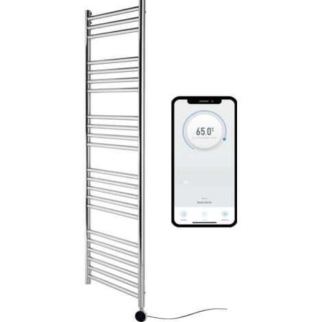 Riga Stainless Steel WiFi Smart Electric Heated Towel Rail 500mm W x 1500mm H