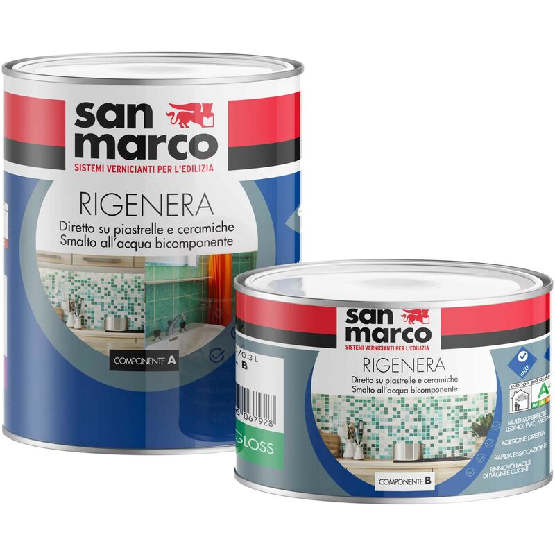 San Marco Rigenera Semi gloss Smalto Per Piastrelle All'acqua Bianc...
