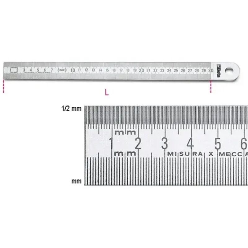 Beta - Righe semirigide graduate in acciaio inossidabile l mm 1500 art. 1683