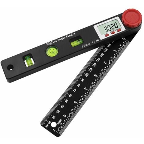 Righello angolare digitale goniometro con livella a bolla - Indicatori di angolo di 360° con display LCD e doppia scala da 230 mm - Misura con precisione gli angoli verticali e orizzontali.